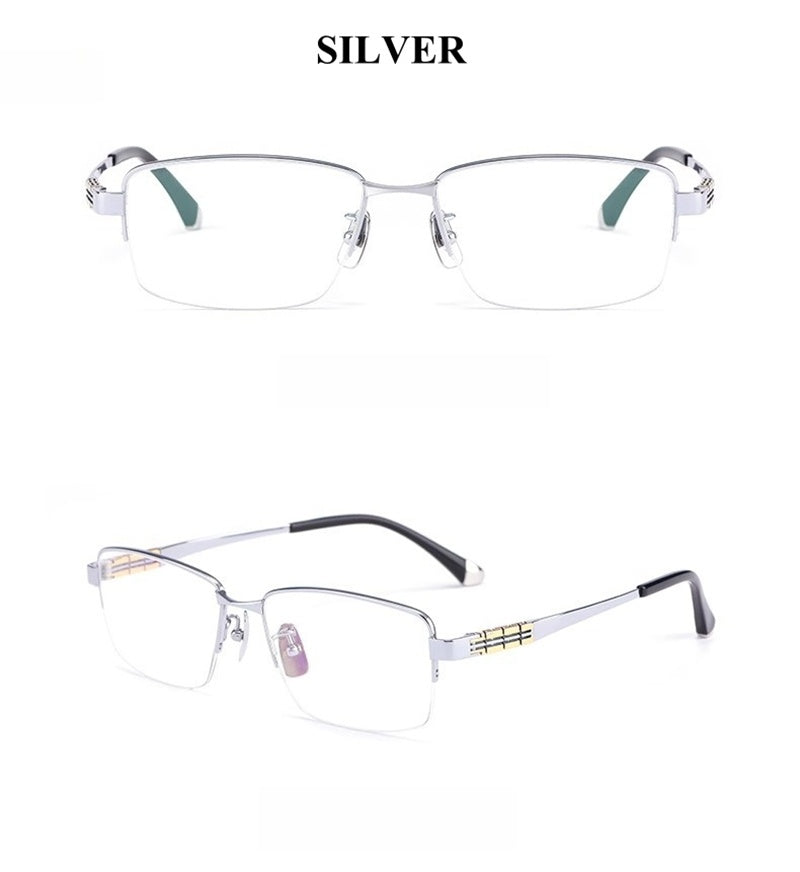 Chashma Ochki Unisex Semi Rim Square Titanium Eyeglasses 880038.