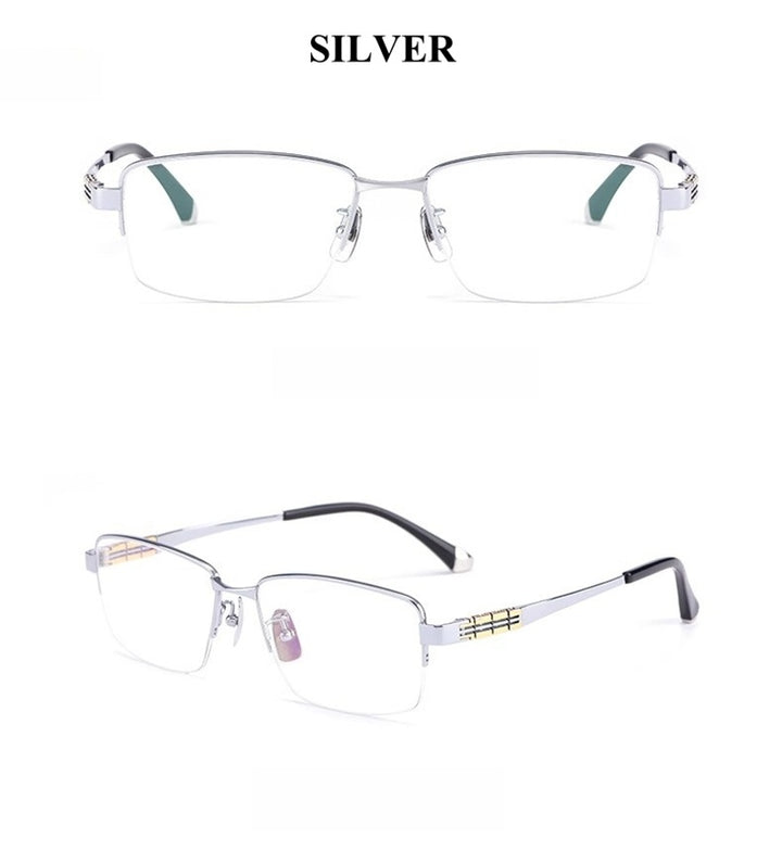 Chashma Ochki Unisex Semi Rim Square Titanium Eyeglasses 880038.