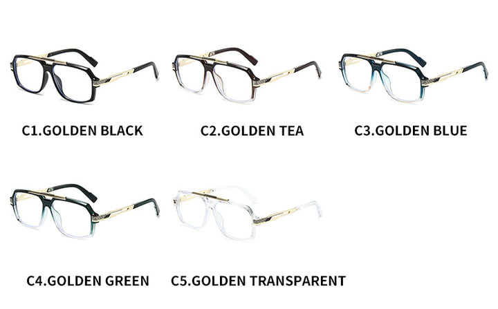 Kocolior Unisex Full Rim Square Double Bridge Tr 90 Alloy Photochromic Reading Glasses 242268 — view 2 | Kocolior at FuzWeb