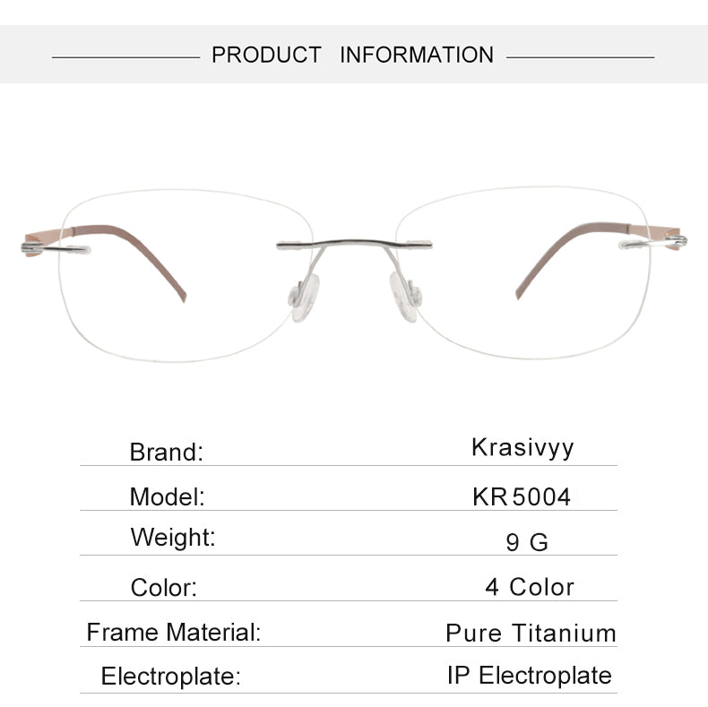 Krasivyy Womens Rimless Flat Top Oval Titanium Eyeglasses 35004 — view 1 | Krasivyy at FuzWeb