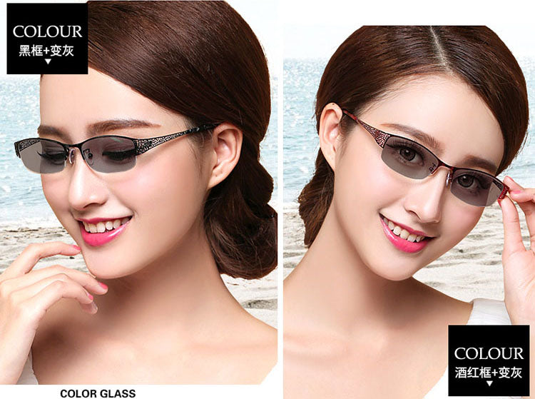 Bclear Womens Alloy Semi Rim Eyeglasses Photochromic P99001 — view 2 | Bclear at FuzWeb