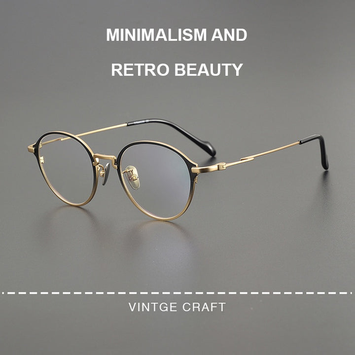 Chashma Ochki Unisex Full Rim Round Titanium Eyeglasses 360046.