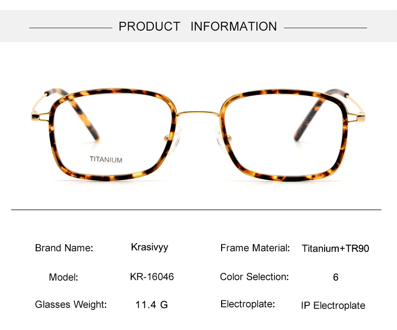 Krasivyy Unisex Full Rim Square Acetate Titanium Eyeglasses 16046.