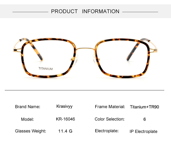 Krasivyy Unisex Full Rim Square Acetate Titanium Eyeglasses 16046.