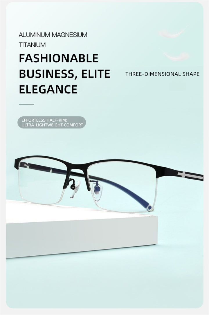 Kansept Unisex Full Rim Square Al-Mg-Titanium Reading Glasses 619211.