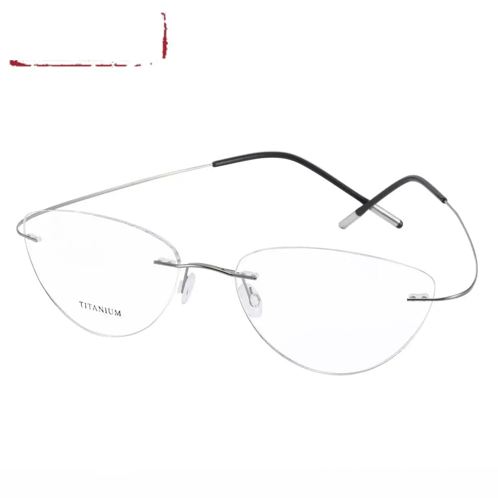 Chashma Ottica Unisex Rimless Cat Eye Titanium Eyeglasses 720003