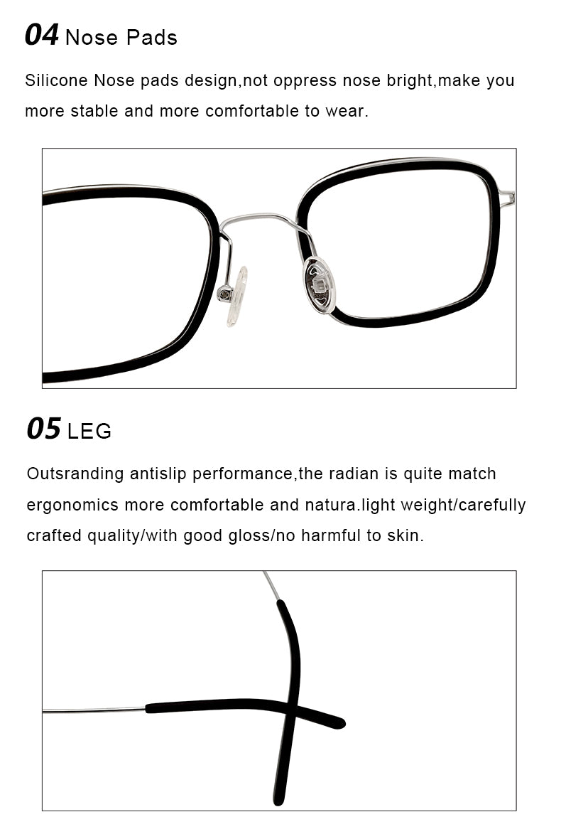 Krasivyy Unisex Full Rim Square Acetate Titanium Eyeglasses 16046.