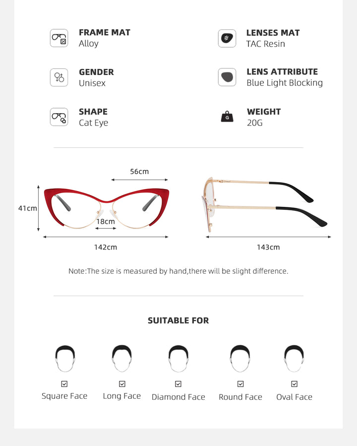 Laoyehui Womens Full Rim Myopic Cat Eye Reading Glasses 80771 — view 2 | Laoyehui at FuzWeb