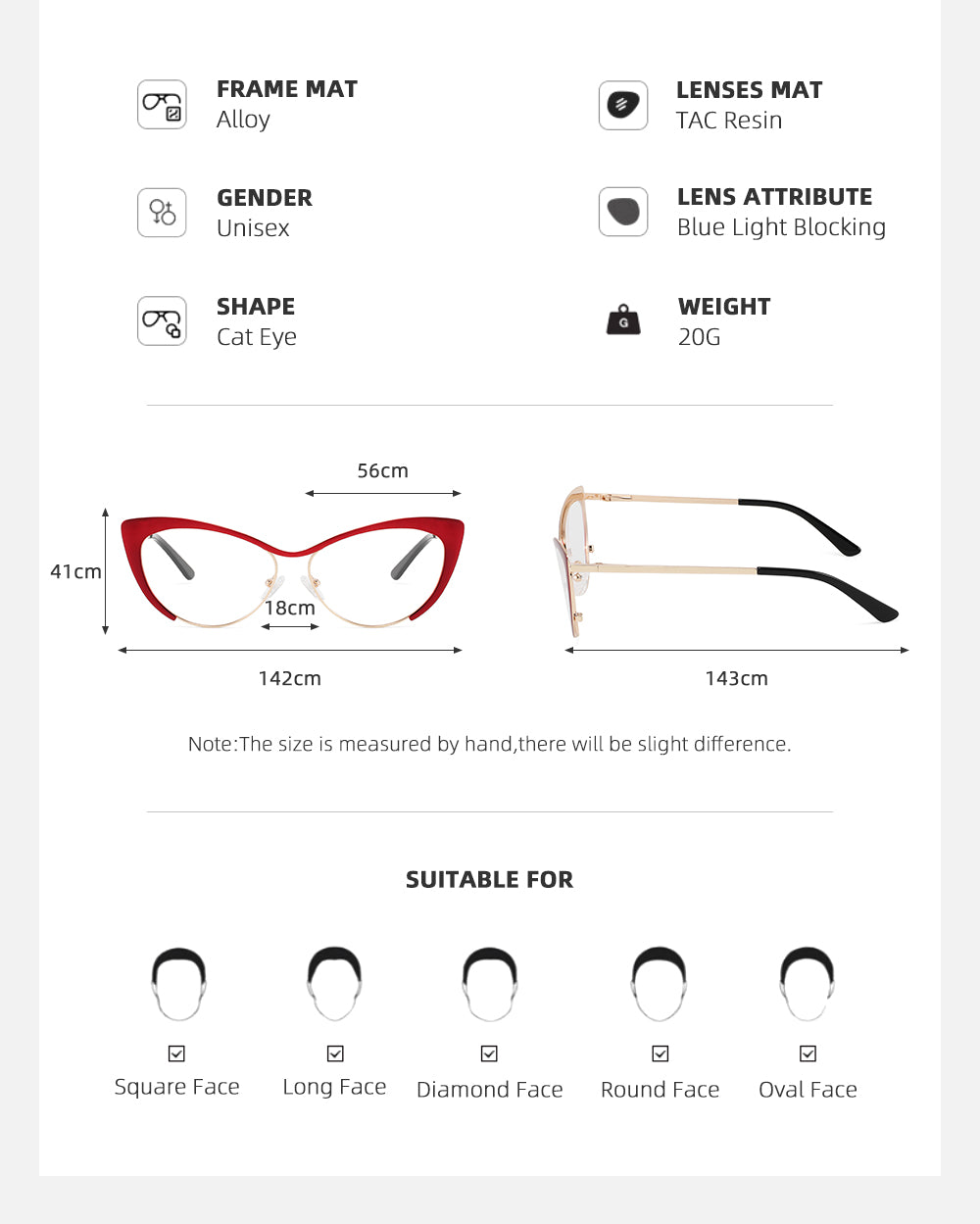 Laoyehui Womens Full Rim Myopic Cat Eye Reading Glasses 80771 — view 2 | Laoyehui at FuzWeb