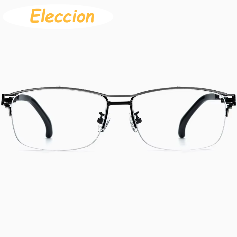 Eleccion Women's Semi Rim Square Titanium Eyeglasses 75006 Semi Rim Brightzone