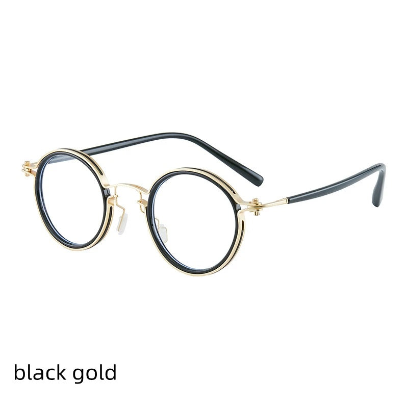 Kocolior Unisex Full Rim Round Alloy Acetate Hyperopic Reading Glasses 2203.