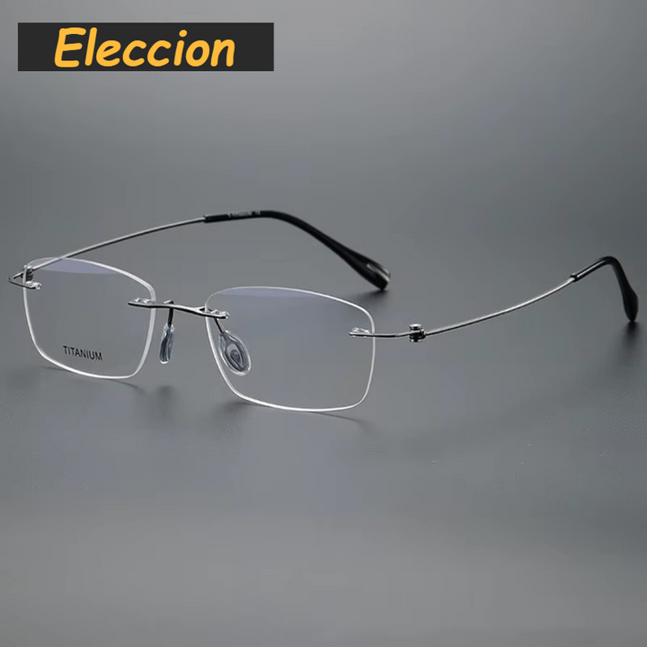 Eleccion Women's Rimless Oval Square Titanium Eyeglasses 480972 Rimless Eleccion Gray