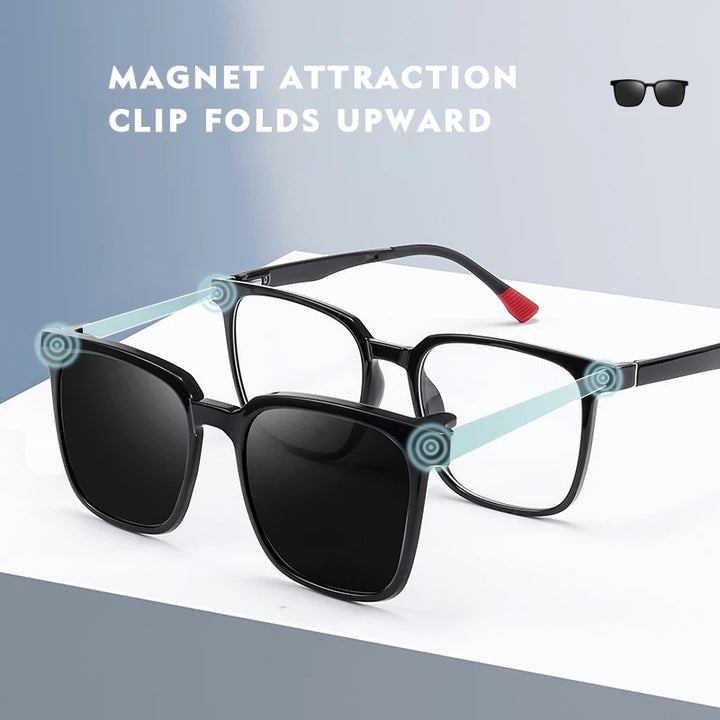 Kansept Unisex Full Rim Square Tr 90 Reading Glasses Clip On Polarized Sunglasses 2190 — view 2 | Kansept at FuzWeb