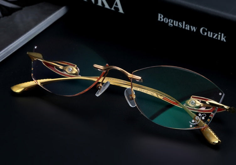 Chashma Womens Rimless Oval Titanium Eyeglasses P208 — view 1 | Chashma at FuzWeb