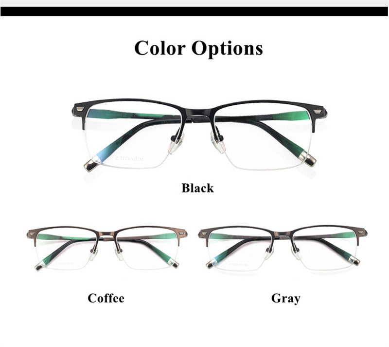 Chashma Ottica Mens Semi Rim Square Titanium Eyeglasses 27009 — view 1 | Chashma Ottica at FuzWeb