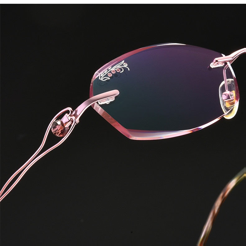Chashma Womens Rimless Rectangle Oval Titanium Eyeglasses 22671 — view 2 | Chashma at FuzWeb