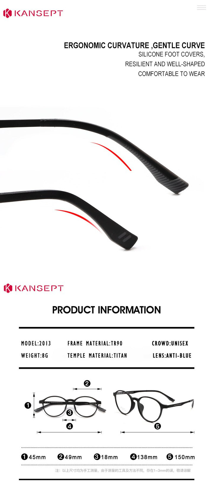 Kansept Womens Full Rim Round Tr 90 Titanium Reading Glasses 472013 — view 2 | Kansept at FuzWeb