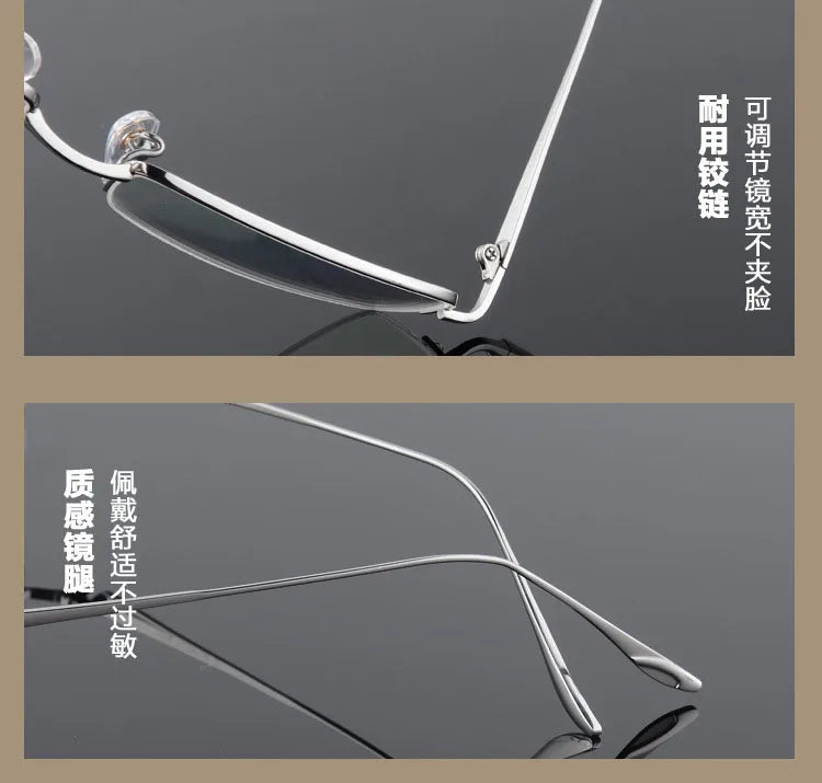 Unisex Titanium Half Rim Eyeglasses Round Box Frame 8272 — view 9 | Bclear at FuzWeb