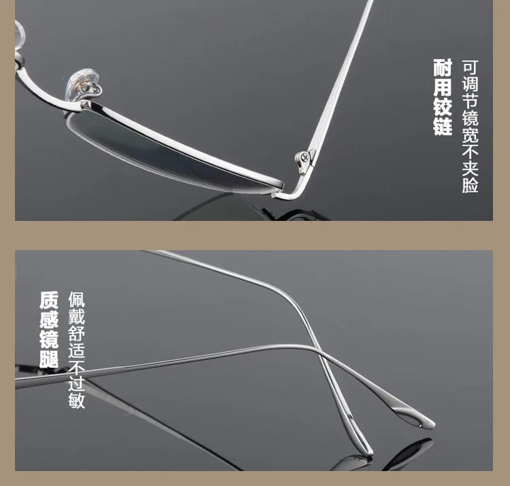 Unisex Titanium Half Rim Eyeglasses Round Box Frame 8272 — view 9 | Bclear at FuzWeb