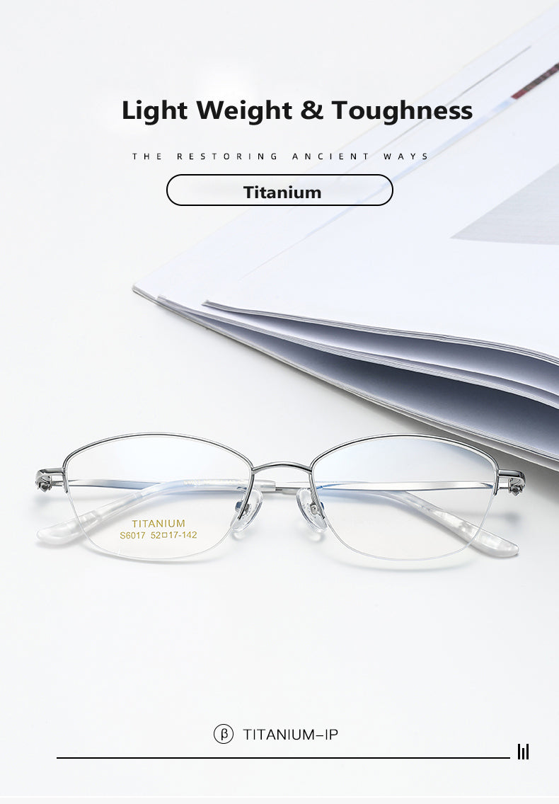 Oveliness Womens Semi Rim Oval Square Titanium Eyeglasses 6017 — view 1 | Oveliness at FuzWeb