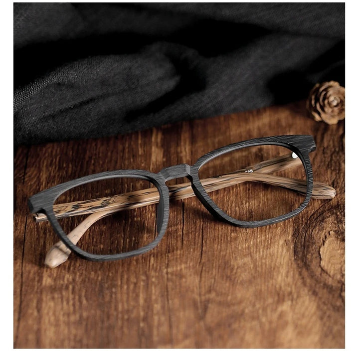Hdcrafter Unisex Full Rim Square Wood Alloy Eyeglasses 1692 — view 11 | Hdcrafter Eyeglasses at FuzWeb