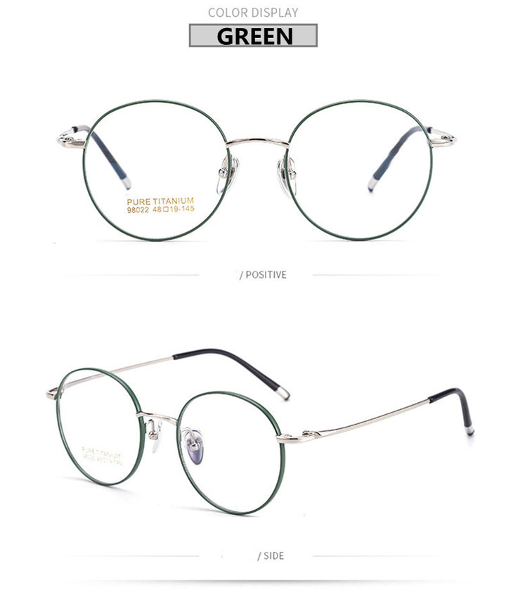 Kocolior Unisex Full Rim Small Round Titanium Eyeglasses 98022.