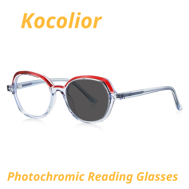 Kocolior Women's Full Rim Oval Tr 90 Alloy Photochromic Reading Glasses 242051