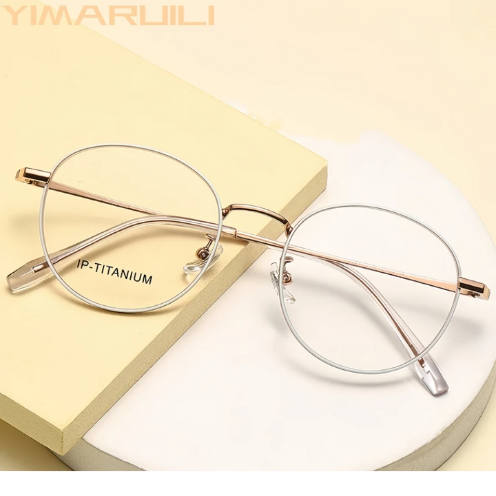 Yimaruili Women's Full Rim Oval Round Titanium Eyeglasses 398570