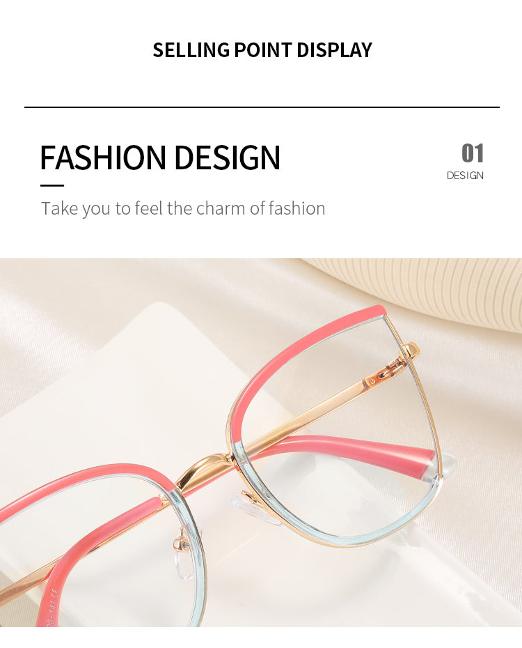 Handoer Womens Full Rim Square Cat Eye Tr 90 Alloy Eyeglasses 82112 — view 2 | Handoer at FuzWeb