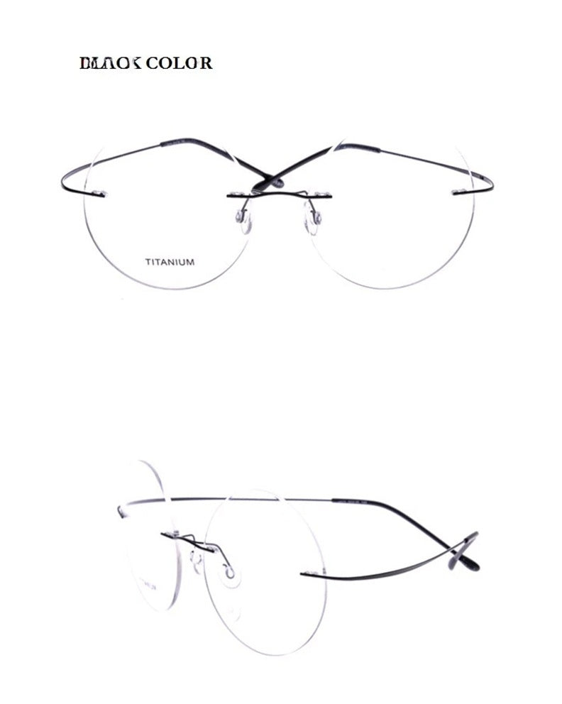 Chashma Ochki Unisex Rimless Round Titanium Eyeglasses 259613 — view 2 | Chashma Ochki at FuzWeb