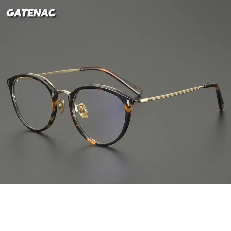 Gatenac Unisex Full Rim Oval Round Acetate Titanium Eyeglasses 679452 — view 1 | Gatenac at FuzWeb