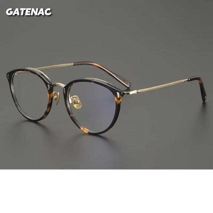 Gatenac Unisex Full Rim Oval Round Acetate Titanium Eyeglasses 679452 — view 1 | Gatenac at FuzWeb