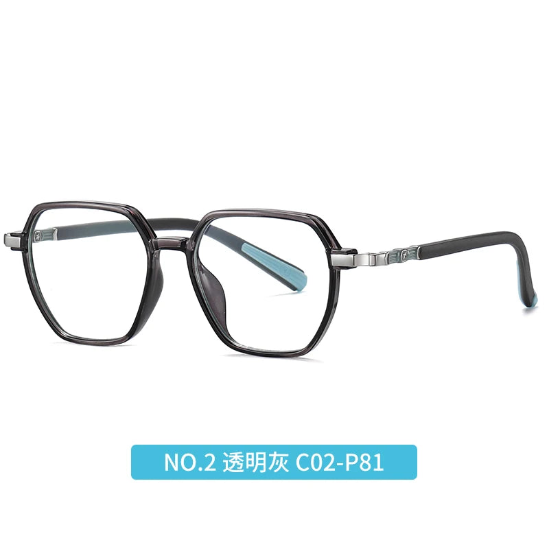 Vicky Youth Unisex Full Rim Polygonal Tr 90 Titanium Eyeglasses 5127.