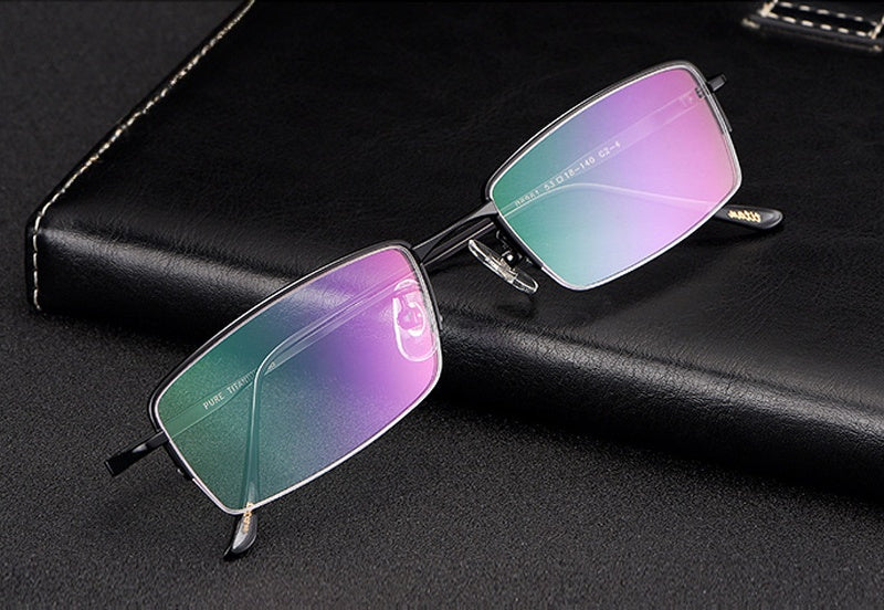 Chashma Mens Semi Rim Square Titanium Eyeglasses 8961 — view 1 | Chashma at FuzWeb