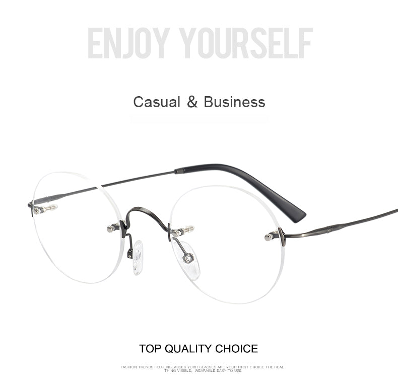 Krasivyy Unisex Rimless Round Titanium Eyeglasses Kr16035a — view 1 | Krasivyy at FuzWeb