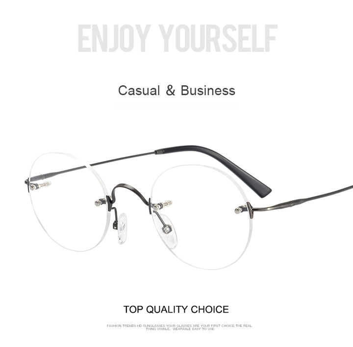 Krasivyy Unisex Rimless Round Titanium Eyeglasses Kr16035a — view 1 | Krasivyy at FuzWeb