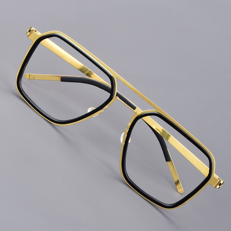 Aimee Unisex Full Rim Square Double Bridge Titanium Acetate Eyeglasses 19753.