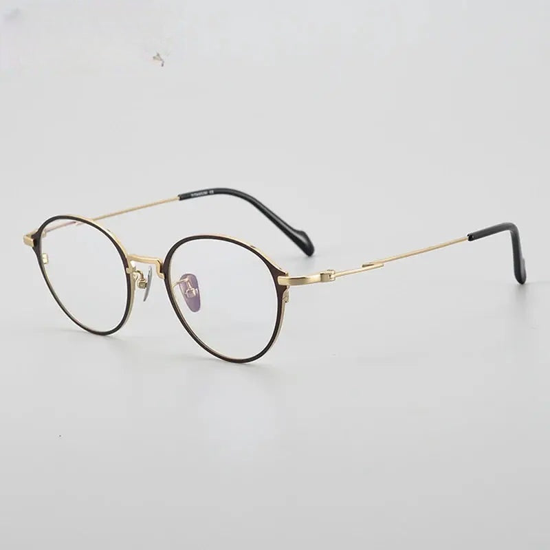 Chashma Ochki Unisex Full Rim Round Titanium Eyeglasses 360046.