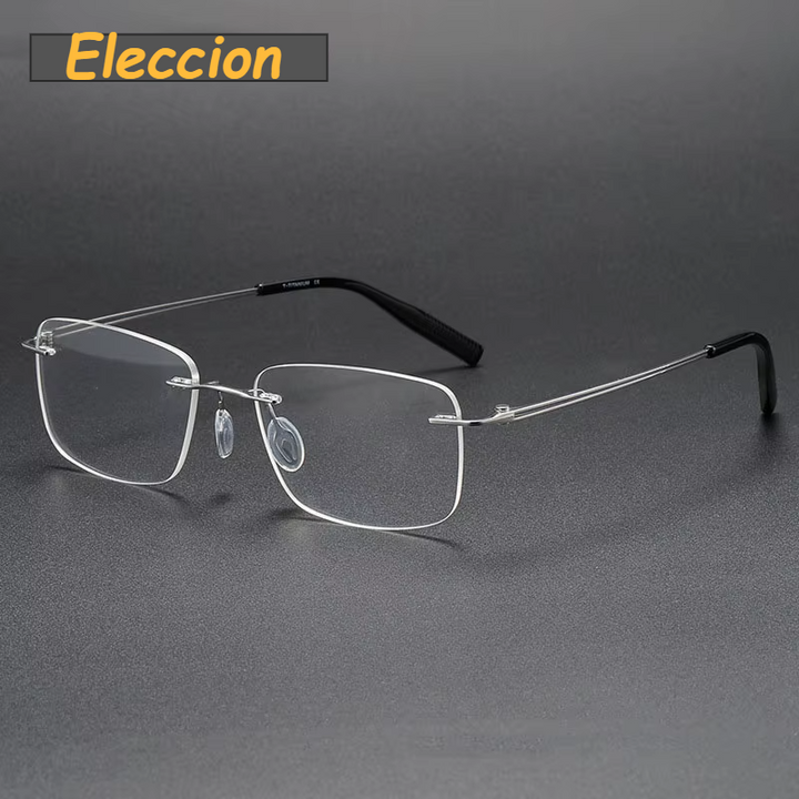 Eleccion Women's Rimless Square Titanium Eyeglasses 40959 Rimless Eleccion Silver