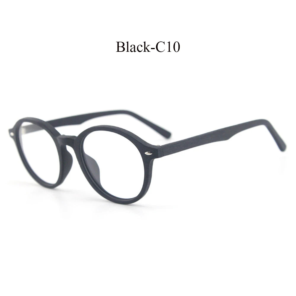 Hdcrafter Unisex Full Rim Round Oval Wood Metal Frame Eyeglasses 4237.