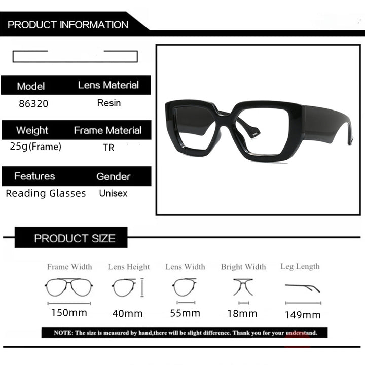 Kocolior Unisex Full Rim Square Acetate Photochromic Reading Glasses 86320 — view 2 | Kocolior at FuzWeb