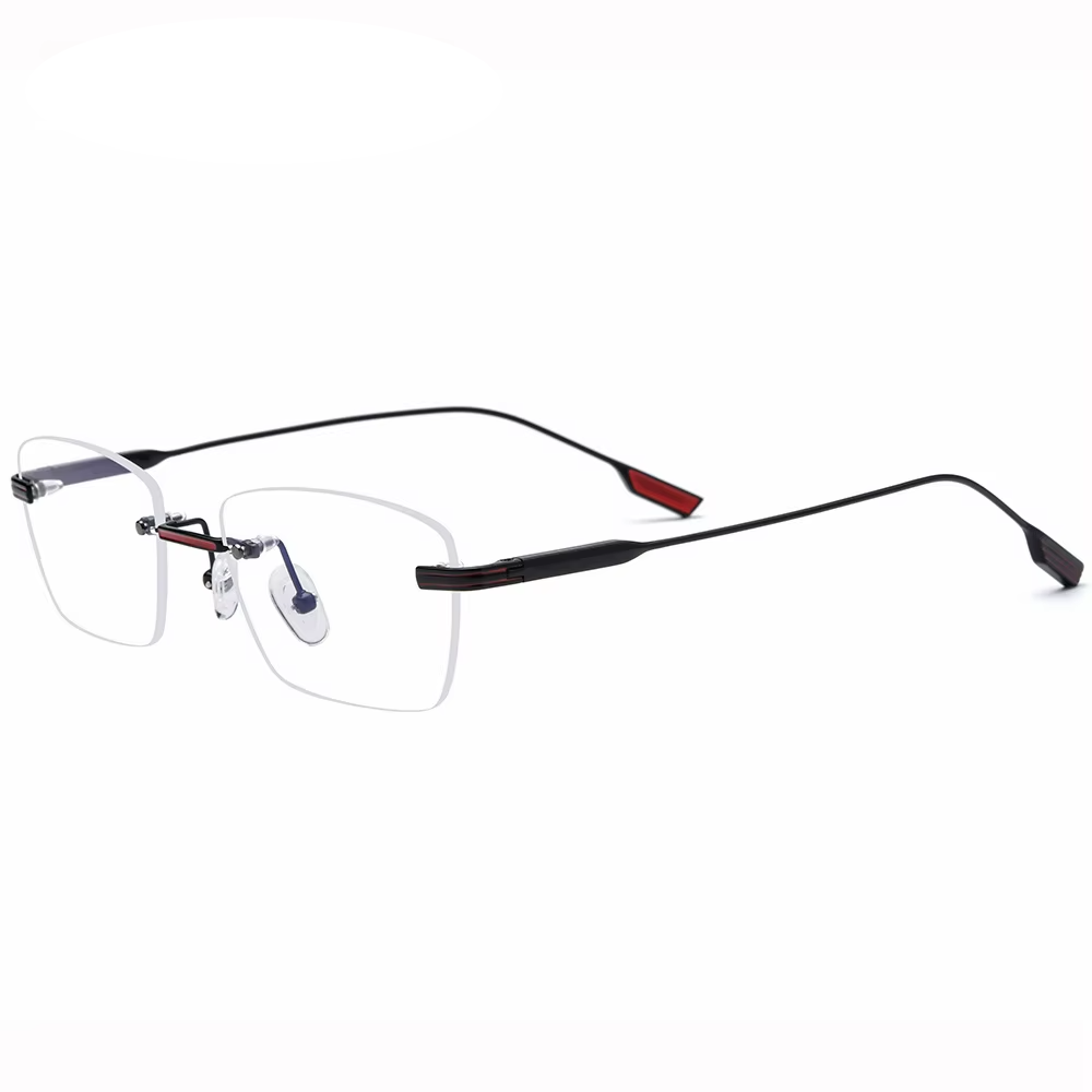 Eleccion Women's Rimless Square Titanium Eyeglasses 185643 Rimless Eleccion Black