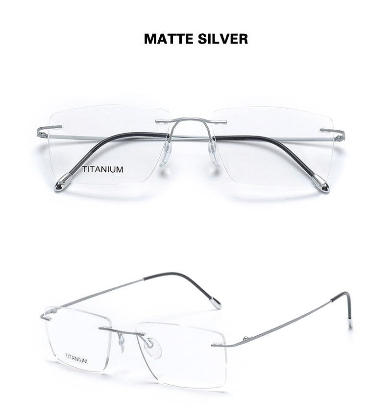 Chashma Ochki Unisex Rimless Square Titanium Eyeglasses 16011.