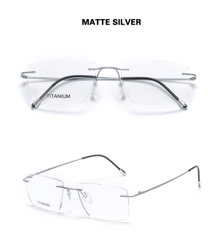 Chashma Ochki Unisex Rimless Square Titanium Eyeglasses 16011.