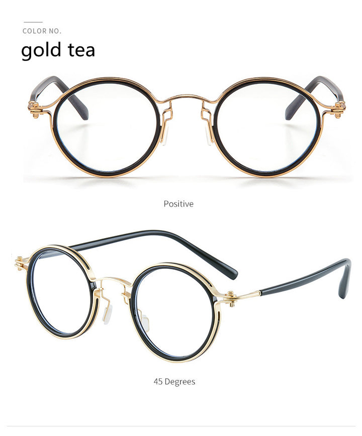 Kocolior Unisex Full Rim Round Alloy Acetate Hyperopic Reading Glasses 2203.
