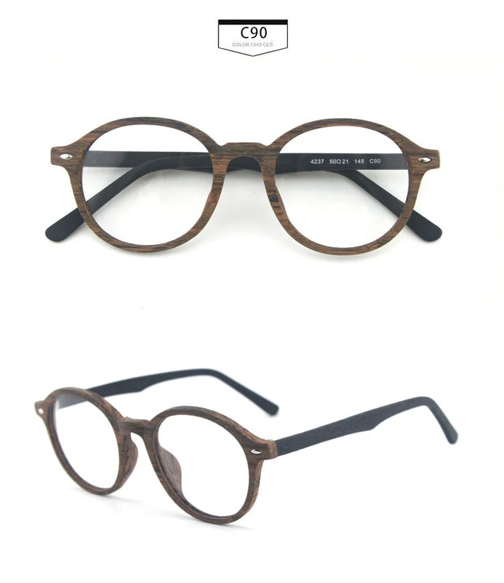 Hdcrafter Unisex Full Rim Round Oval Wood Metal Frame Eyeglasses 4237 — view 22 | Hdcrafter Eyeglasses at FuzWeb