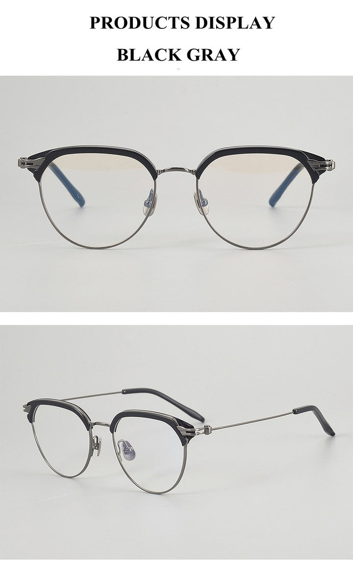 Chashma Unisex Full Rim Oval Round Acetate Titanium Eyeglasses 882410.