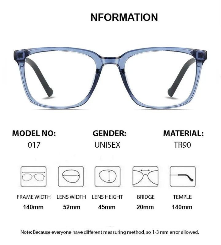 Chashma Ottica Unisex Full Rim Square Tr 90 Titanium Eyeglasses 474017