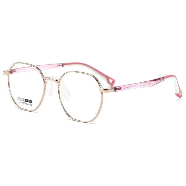Chashma Ottica Unisex Youth Full Rim Polygon Titanium Eyeglasses 777511