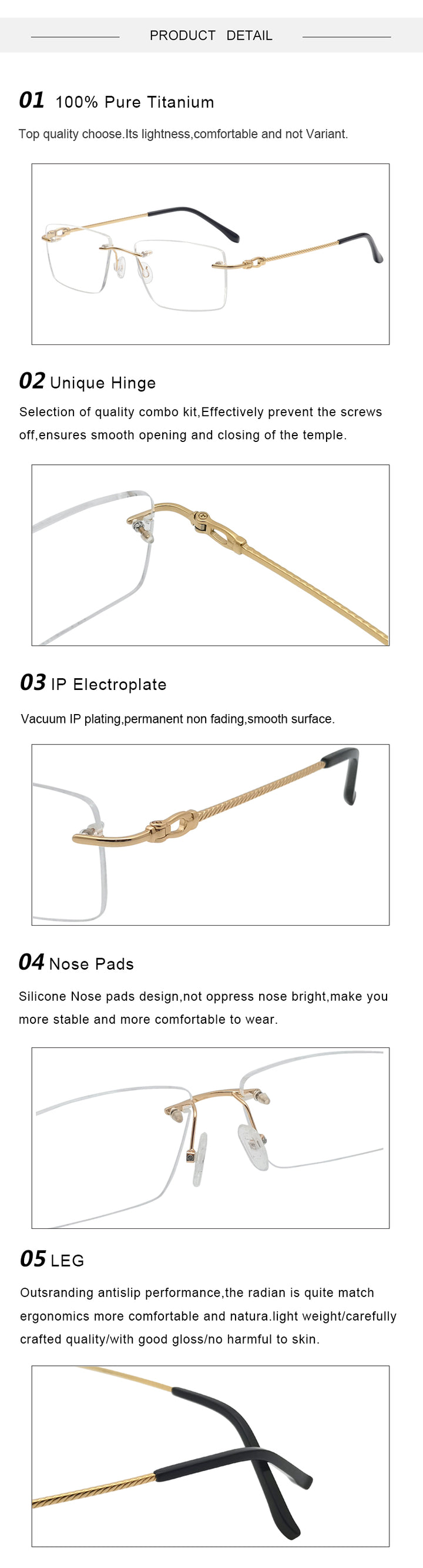 Krasivyy Unisex Rimless Square Titanium Eyeglasses Kr8661.